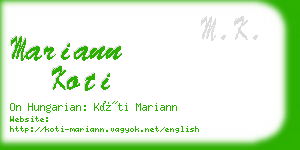 mariann koti business card